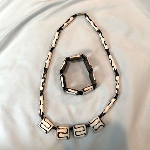 Tribal Safari Painted Bead Necklace and Bracelet